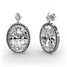 Nada Küpe - Swarovski ve siyah zirkon 8 ayar beyaz altın küpe #91q6jd