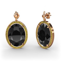 Siyah zirkon ve peridot 8 ayar rose altın küpe