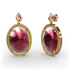 Nada Küpe - Kök yakut ve peridot 925 ayar rose altın kaplama gümüş küpe #94x3gu