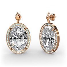 Nada Küpe - Swarovski ve akuamarin 8 ayar rose altın küpe #affwzg