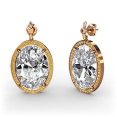 Nada Küpe - Swarovski ve sitrin 8 ayar rose altın küpe #ajbtrb