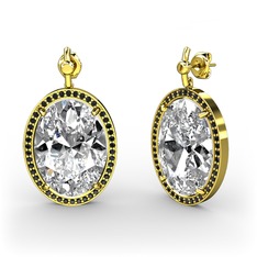 Nada Küpe - Swarovski ve siyah zirkon 925 ayar altın kaplama gümüş küpe #bf6q42