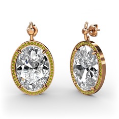 Beyaz zirkon ve peridot 18 ayar rose altın küpe