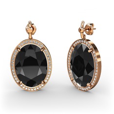 Nada Küpe - Siyah zirkon ve swarovski 8 ayar rose altın küpe #bwqaag