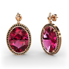 Nada Küpe - Rodolit garnet ve siyah zirkon 14 ayar rose altın küpe #bxpwe6