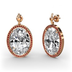 Swarovski ve garnet 925 ayar rose altın kaplama gümüş küpe