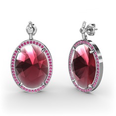 Nada Küpe - Kök yakut ve rodolit garnet 8 ayar beyaz altın küpe #cl4lk9