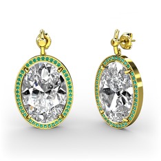 Swarovski ve yeşil kuvars 14 ayar altın küpe