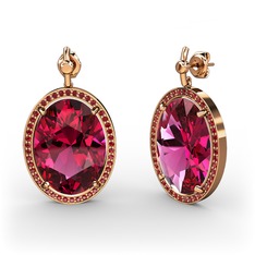 Nada Küpe - Rodolit garnet ve garnet 8 ayar rose altın küpe #d1lwqa