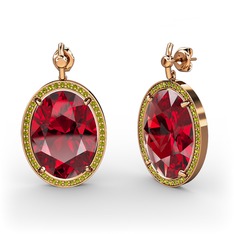 Nada Küpe - Garnet ve peridot 8 ayar rose altın küpe #d1xi49