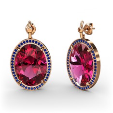 Nada Küpe - Rodolit garnet ve lab safir 14 ayar rose altın küpe #d8tnbq