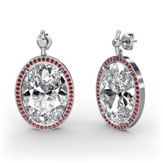 Swarovski ve garnet 14 ayar beyaz altın küpe