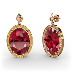 Garnet ve sitrin 925 ayar rose altın kaplama gümüş küpe