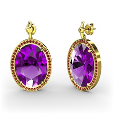 Nada Küpe - Ametist ve garnet 925 ayar altın kaplama gümüş küpe #eowim6