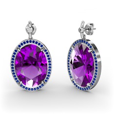 Nada Küpe - Ametist ve lab safir 8 ayar beyaz altın küpe #fjxd23