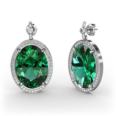 Nada Küpe - Yeşil kuvars ve swarovski 18 ayar beyaz altın küpe #gkufde