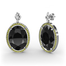Siyah zirkon ve peridot 925 ayar gümüş küpe