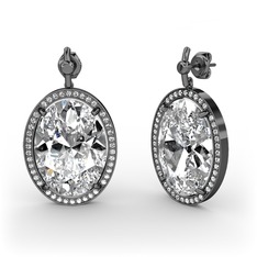 Swarovski ve beyaz zirkon 925 ayar siyah rodyum kaplama gümüş küpe