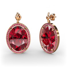 Nada Küpe - Garnet ve rodolit garnet 925 ayar rose altın kaplama gümüş küpe #ig4et7