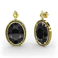 Nada Küpe - Siyah zirkon 14 ayar altın küpe #jdvjzc