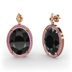 Nada Küpe - Siyah zirkon ve ametist 925 ayar rose altın kaplama gümüş küpe #jf90fb