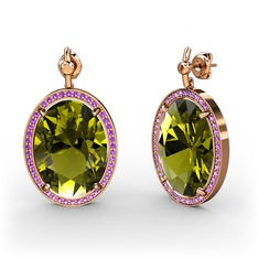 Nada Küpe - Peridot ve ametist 14 ayar rose altın küpe #k6isas