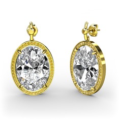 Swarovski ve sitrin 925 ayar altın kaplama gümüş küpe