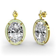 Nada Küpe - Swarovski ve akuamarin 925 ayar altın kaplama gümüş küpe #lc6xde