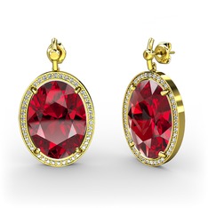 Nada Küpe - Garnet ve swarovski 14 ayar altın küpe #msdy4q