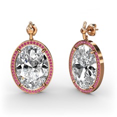 Nada Küpe - Swarovski ve rodolit garnet 8 ayar rose altın küpe #n85lg9