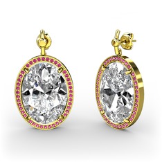 Swarovski ve rodolit garnet 18 ayar altın küpe