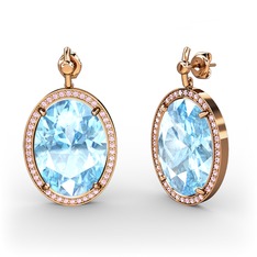 Nada Küpe - Akuamarin ve pembe kuvars 925 ayar rose altın kaplama gümüş küpe #nl19tl