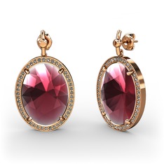 Nada Küpe - Kök yakut ve dumanlı kuvars 925 ayar rose altın kaplama gümüş küpe #o1c6sw