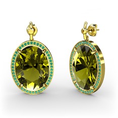 Nada Küpe - Peridot ve yeşil kuvars 8 ayar altın küpe #pdw0or