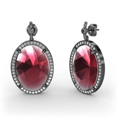 Nada Küpe - Kök yakut ve swarovski 925 ayar siyah rodyum kaplama gümüş küpe #q0qsl9