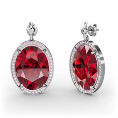 Garnet ve pembe kuvars 925 ayar gümüş küpe
