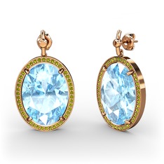 Nada Küpe - Akuamarin ve peridot 14 ayar rose altın küpe #tpu08x