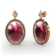 Nada Küpe - Kök yakut ve siyah zirkon 8 ayar rose altın küpe #uptka6