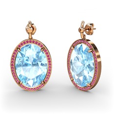 Nada Küpe - Akuamarin ve rodolit garnet 8 ayar rose altın küpe #utuebx