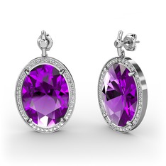 Nada Küpe - Ametist ve swarovski 14 ayar beyaz altın küpe #x53d6f