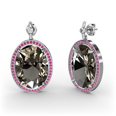 Nada Küpe - Dumanlı kuvars ve rodolit garnet 925 ayar gümüş küpe #z549xt