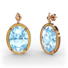 Nada Küpe - Akuamarin ve sitrin 14 ayar rose altın küpe #zm1b7t