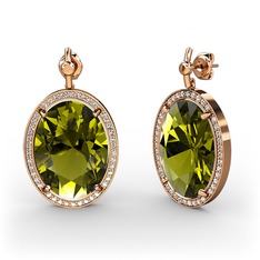 Nada Küpe - Peridot ve swarovski 14 ayar rose altın küpe #znst82