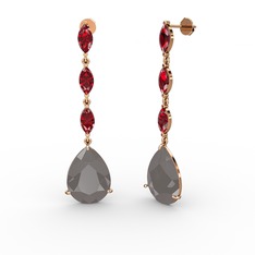 Anais Küpe - Füme akrilik ve garnet 14 ayar rose altın küpe #12s8fx3