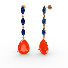 Anais Küpe - Kırmızı akrilik ve lab safir 8 ayar rose altın küpe #15ehg9