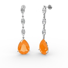 Anais Küpe - Neon turuncu akrilik ve swarovski 925 ayar gümüş küpe #15ywns9