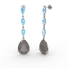 Anais Küpe - Füme akrilik ve akuamarin 925 ayar gümüş küpe #164ojjn