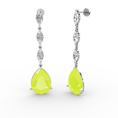 Neon sarı akrilik ve swarovski 925 ayar gümüş küpe