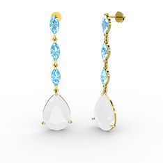 Anais Küpe - Beyaz akrilik ve akuamarin 14 ayar altın küpe #19g4b8z