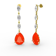 Anais Küpe - Kırmızı akrilik ve swarovski 18 ayar altın küpe #1bmnynk